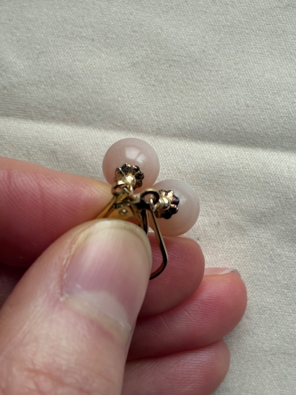 Genuine Pink Moonstone 14k Gold-Filled Leverback Earrings - Picture 4 of 4